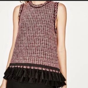 Zara tweed top with tassles